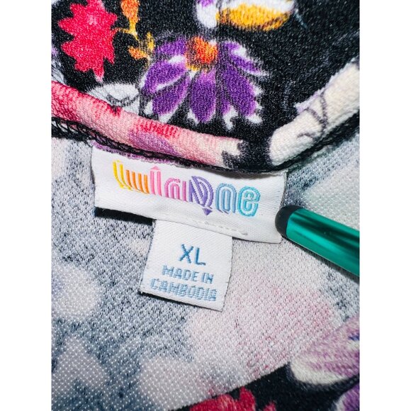 LuLaRoe Floral Short-Sleeve Fit & Flare Dress Pink Purple Large - Picture 3 of 5